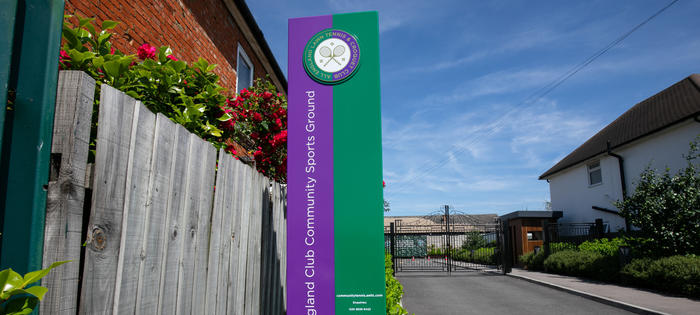 The entrance to the AELTC Community Sports Ground